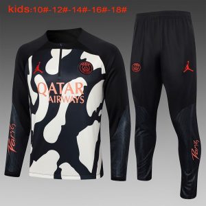 Felpa Allenamento Bambino Paris Saint Germain 2024 2025 Nero Bianco