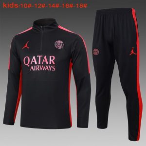 Felpa Allenamento Bambino Paris Saint Germain 2024 2025 Nero Rosso