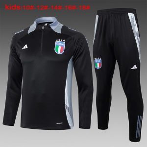 Felpa Allenamento Bambino Italia 2024 2025 Nero Grigio