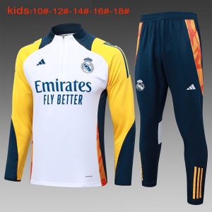 Felpa Allenamento Bambino Real Madrid 2024 2025 Bianco Giallo