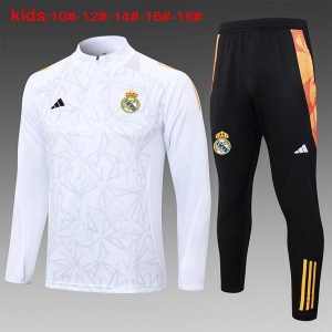 Felpa Allenamento Bambino Real Madrid 2024 2025 Bianco Grigio