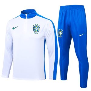 Felpa Allenamento Brasile 2024 2025 Bianco Blu