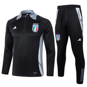 Felpa Allenamento Italia 2024 2025 Nero Grigio