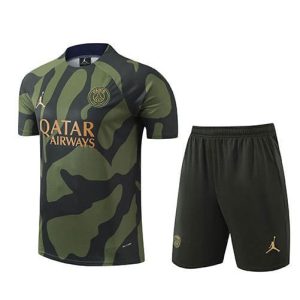 Thailandia Maglietta Calcio Formazione Set Paris Saint Germain 2024 2025 Verde Nero