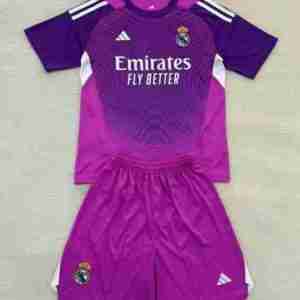 Maglia Calcio Real Madrid Set Bambino Portiere 2025 2026 Porpora