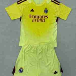 Maglietta Calcio Real Madrid Set Bambino Portiere 2025 2026 Giallo
