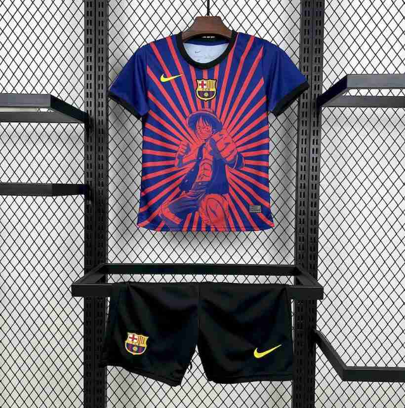 Maglietta Calcio FC Barcellona One Peace Set Bambino Speciale 2025 2026