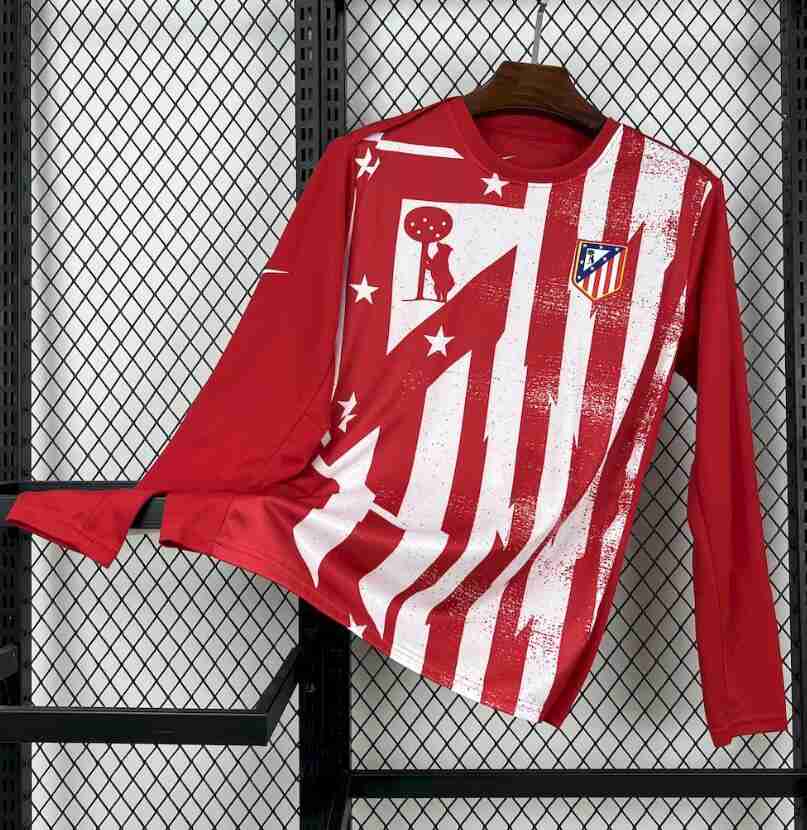 Thailandia Maglietta Calcio Pre-Partita Manica Lunga Atletico Madrid 2025 2026 Rosso