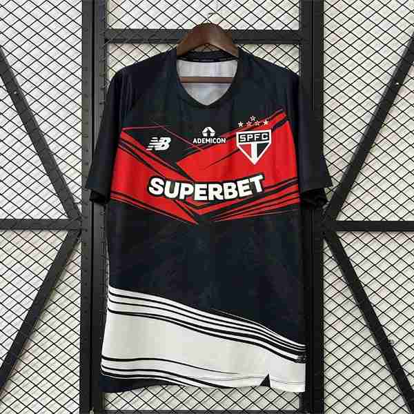 Tailandia Camiseta Sao Paulo Pre-Match 2025-2026 Negro Rojo