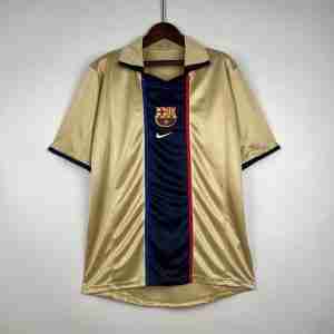 Thailandia Maglia Calcio Away FC Barcellona Retro 2002 Oro
