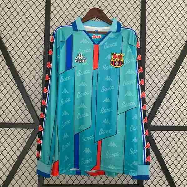 Tailandia Camiseta Barcelona 2ª ML Retro 1996 1997 Thailandia Maglia Calcio Away Manica Lunga FC Barcellona Retro 1996 1997