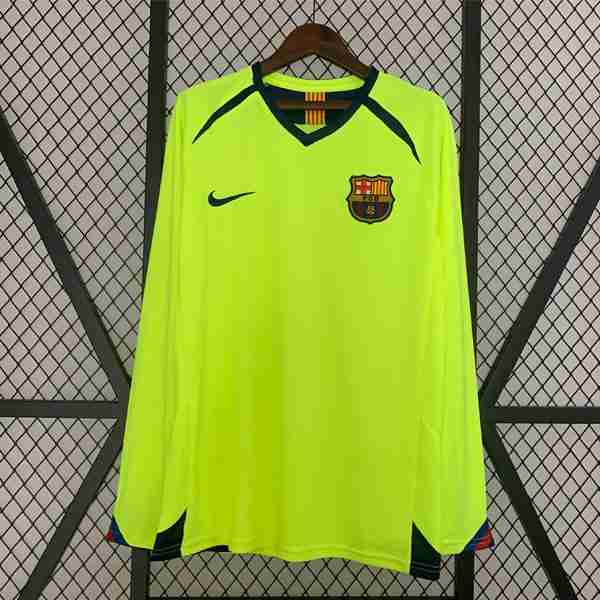 Tailandia Camiseta Barcelona 2ª ML Retro 2005 2006 Thailandia Maglia Calcio Away Manica Lunga FC Barcellona Retro 2005 2006