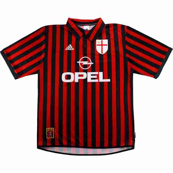 Camiseta AC Milan 1ª Retro 1999 2000 Rojo Thailandia Maglia Calcio Prima AC Milan Retro 1999 2000 Rosso