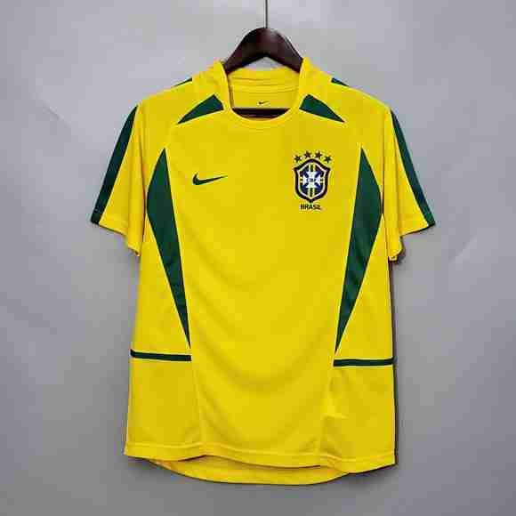 Tailandia Camiseta Brasil 1ª Retro 2002 Thailandia Maglia Calcio Prima Brasile Retro 2002