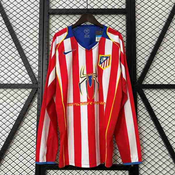 Tailandia Camiseta Atletico Madrid 1ª Retro 2004-2005 Thailandia Maglia Calcio Prima Manica Lunga Atletico Madrid Retro 2004 2005