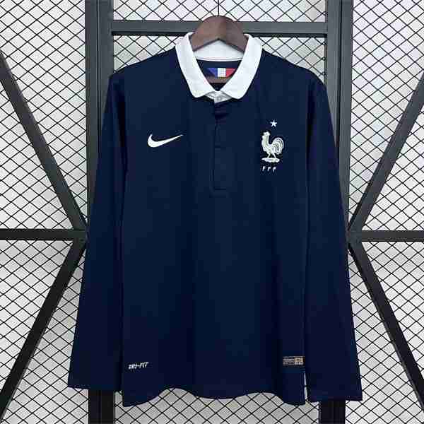 Tailandia Camiseta France 1ª Retro 2014 Thailandia Maglia Calcio Prima Manica Lunga Francia Retro 2014