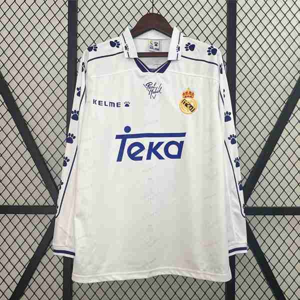 Tailandia Camiseta Real Madrid 1ª Retro ML 1994 1996 Thailandia Maglia Calcio Prima Manica Lunga Real Madrid Retro 1994 1996