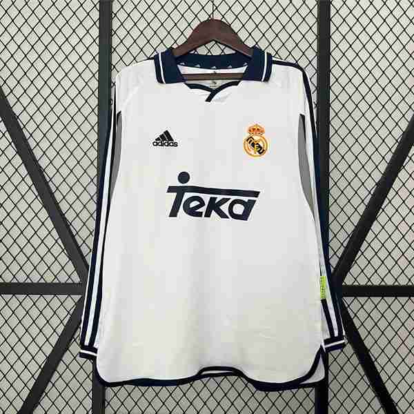 Tailandia Camiseta Real Madrid 1ª Retro ML 2000 2001 Thailandia Maglia Calcio Prima Manica Lunga Real Madrid Retro 2000 2001