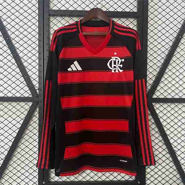 Tailandia Camiseta Flamengo 1ª ML 2025-2026 Thailandia Maglietta Calcio Prima Manica Lunga Flamengo 2025 2026