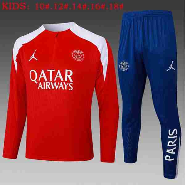 Ninos Sudadera De Training PSG 2025-2026 Rojo 5 Felpa Allenamento Bambino Paris Saint Germain 2025 2026 Rosso