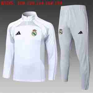 Felpa Allenamento Bambino Real Madrid 2025 2026 Bianco Grigio