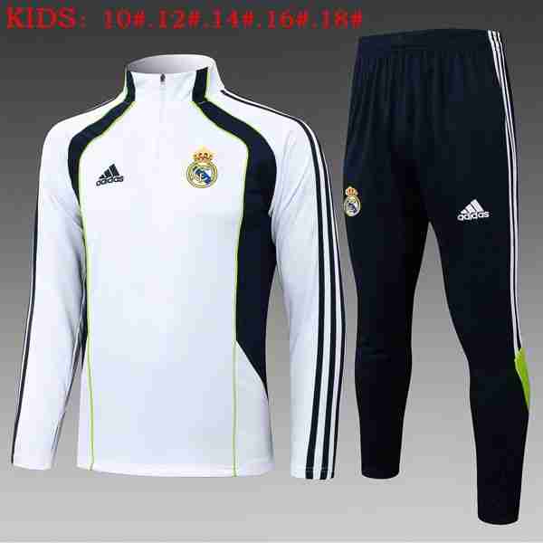 Ninos Sudadera De Training Real Madrid 2025-2026 Blanco 4 Felpa Allenamento Bambino Real Madrid 2025 2026 Bianco Nero