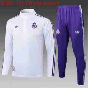 Felpa Allenamento Bambino Real Madrid 2025 2026 Bianco Porpora