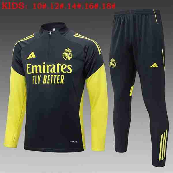 Ninos Sudadera De Training Real Madrid 2025-2026 Negro 5 Felpa Allenamento Bambino Real Madrid 2025 2026 Nero Giallo