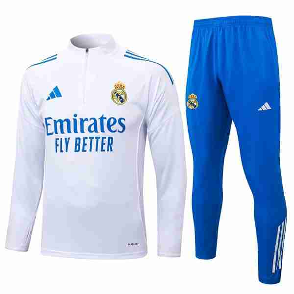 Sudadera De Training Real Madrid 2025-2026 Blanco 5 Felpa Allenamento Real Madrid 2025 2026 Bianco Blu