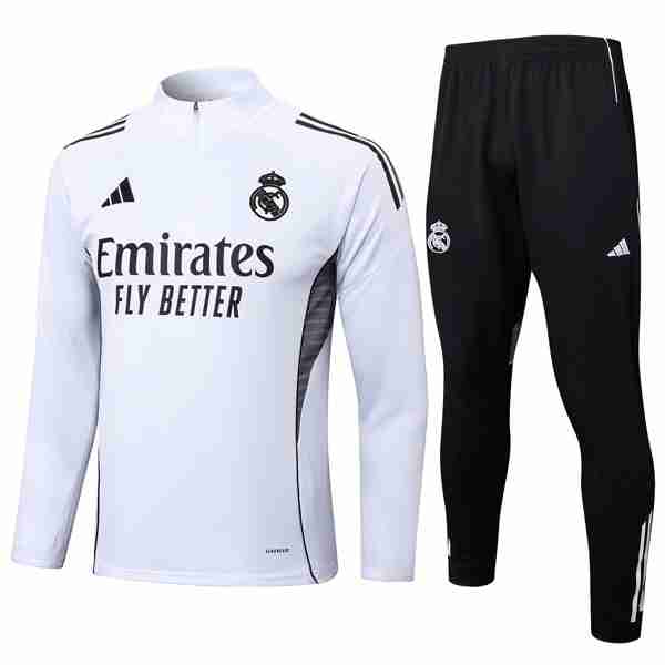 Sudadera De Training Real Madrid 2025-2026 Blanco 3 Felpa Allenamento Real Madrid 2025 2026 Bianco Grigio