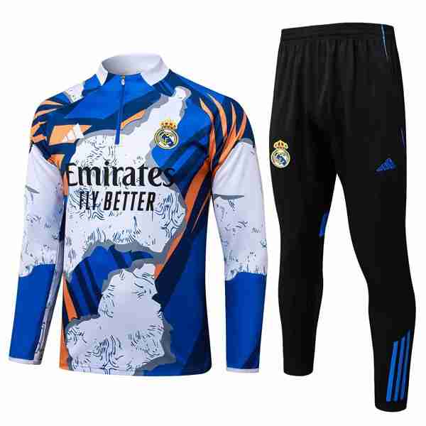 Sudadera De Training Real Madrid 2025-2026 Azul Blanco Felpa Allenamento Real Madrid 2025 2026 Blu Bianco