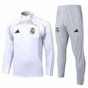 Felpa Allenamento Real Madrid 2025 2026 Grigio Bianco