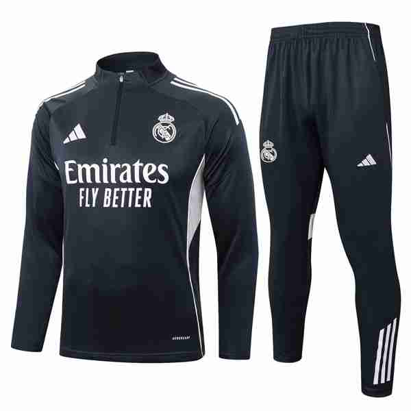 Sudadera De Training Real Madrid 2025-2026 Gris 5 Felpa Allenamento Real Madrid 2025 2026 Grigio navy