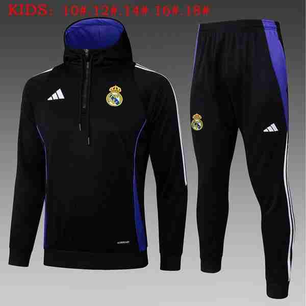 Ninos Sudadera Con Capucha Real Madrid 2025-2026 Negro 5 Felpa Con Cappuccio Bambino Real Madrid 2025 2026 Nero