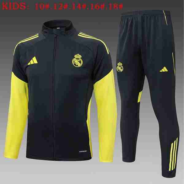 Ninos Chandal Real Madrid 2025-2026 Negro 4 Tute Calcio Bambino Real Madrid 2025 2026 Nero Giallo